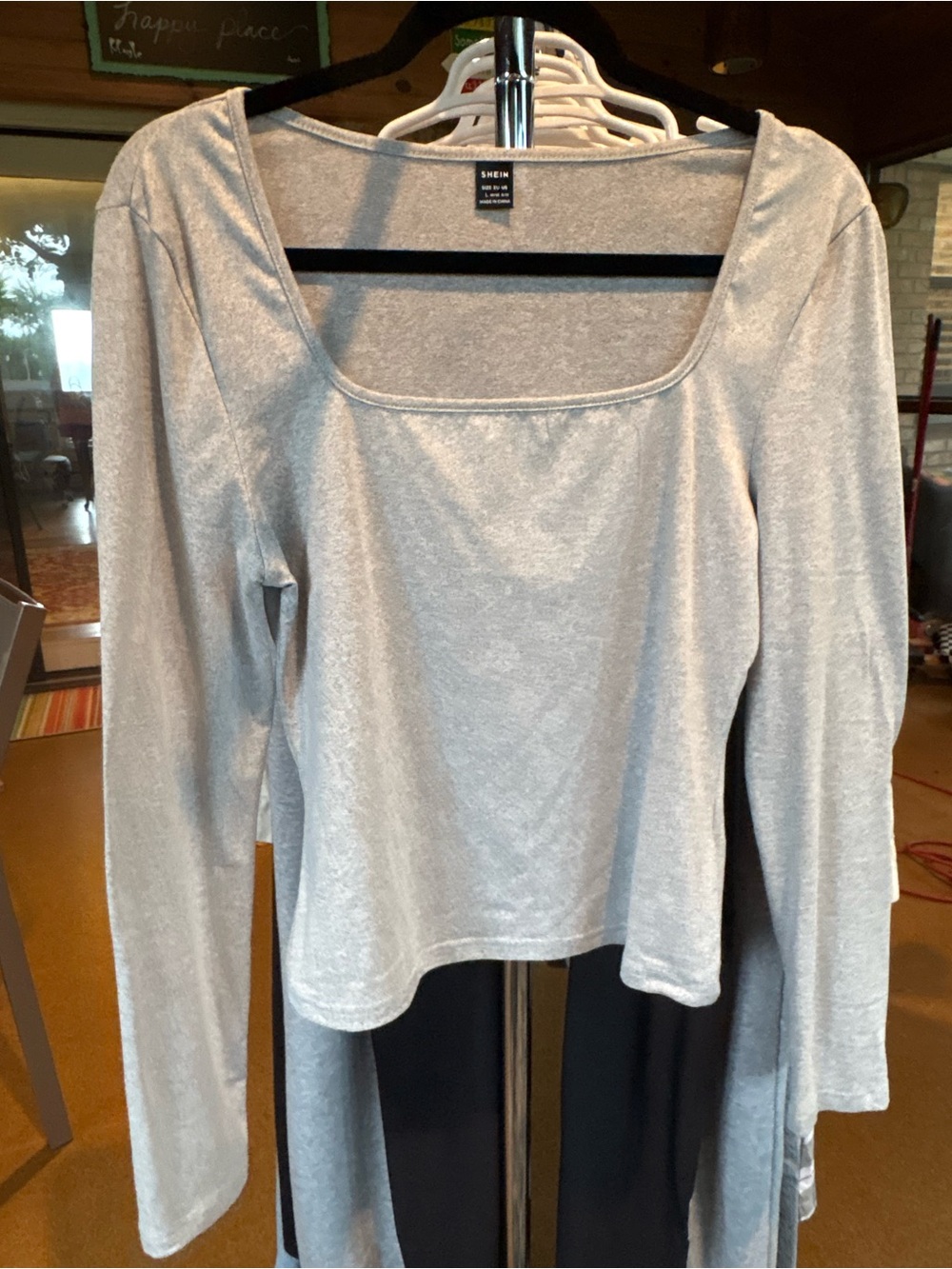 SHEIN square neck long sleeve crop top